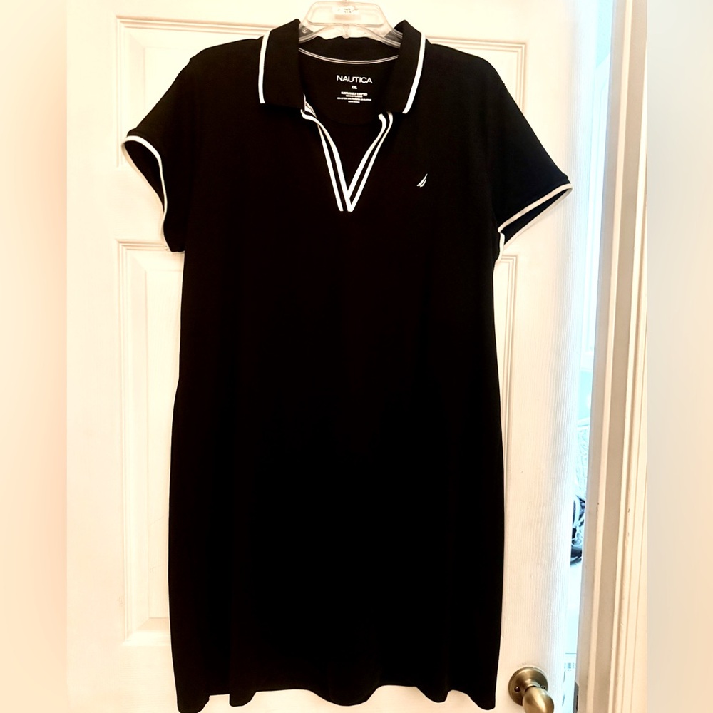 Nautica Black Polo Shirt with White Accents